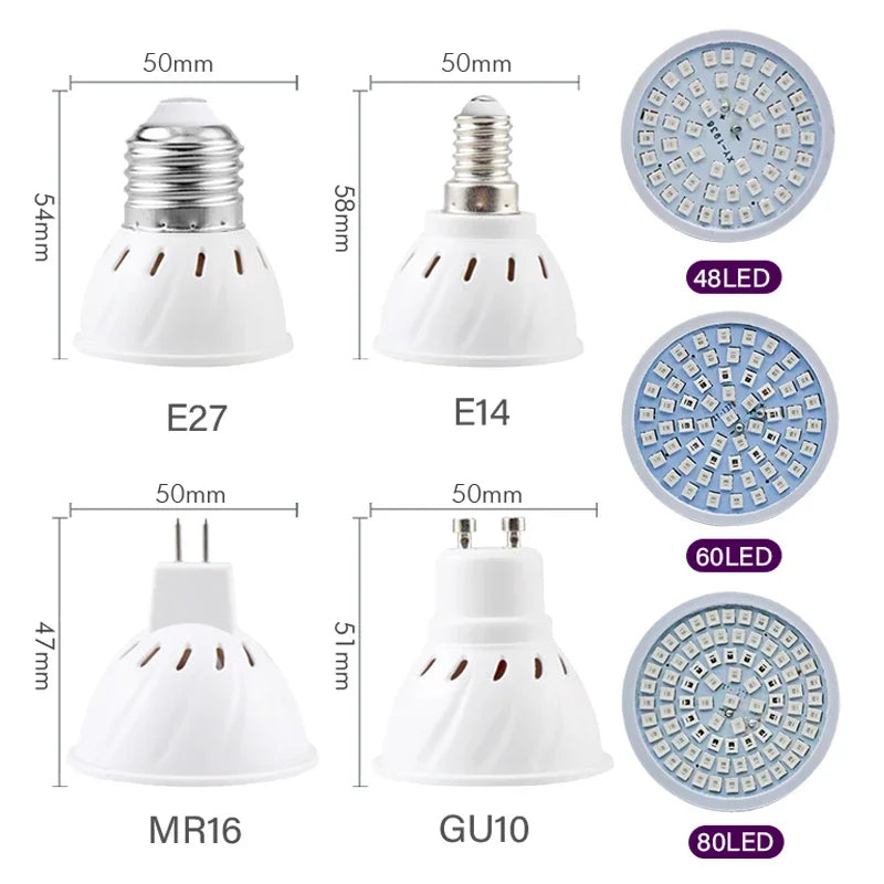 🌱 Bombilla LED Cultivo Full Spectrum E27/E14/GU10 | Luz Indoor para Plantas y Sistemas Hidropónicos